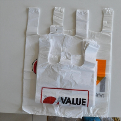 オーダーメイド ロゴ HDPE オフセット 印刷 黒/白/透明の出荷のためのTシャツバッグ