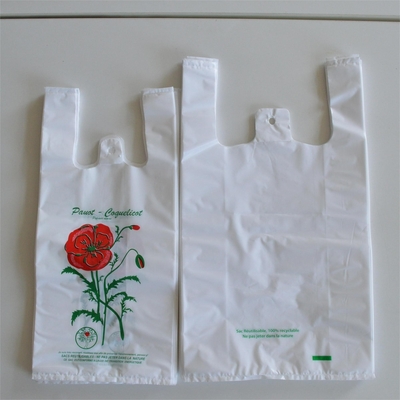 オーダーメイド ロゴ HDPE オフセット 印刷 黒/白/透明の出荷のためのTシャツバッグ