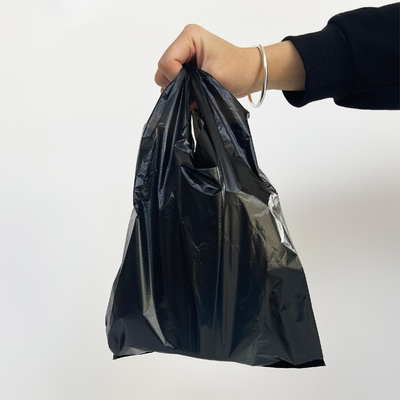 オーダーメイド ロゴ HDPE オフセット 印刷 黒/白/透明の出荷のためのTシャツバッグ