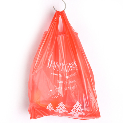 HDPE/LDPETシャツ オフセット印刷の表面処理付きのプラスチックショッピングバッグ