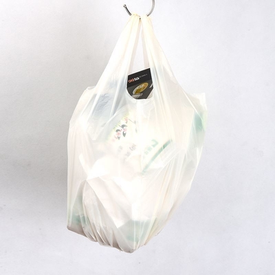 パーソナライズされたスーパーマーケット用の四角形の底袋 生物分解性PPプラスチック背心 ショッピングバッグ