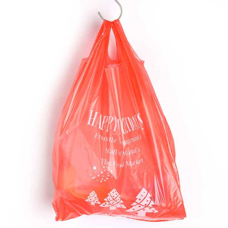 HDPE/LDPETシャツ オフセット印刷の表面処理付きのプラスチックショッピングバッグ