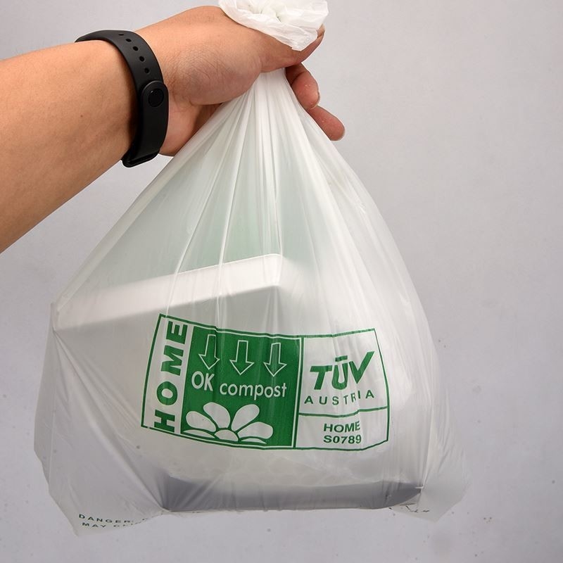 パーソナライズされたスーパーマーケット用の四角形の底袋 生物分解性PPプラスチック背心 ショッピングバッグ