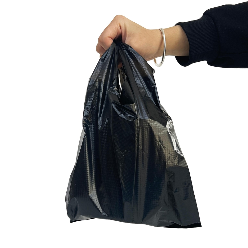 スーパーマーケットの買い物用のHDPEプラスチック黒Tシャツバッグ
